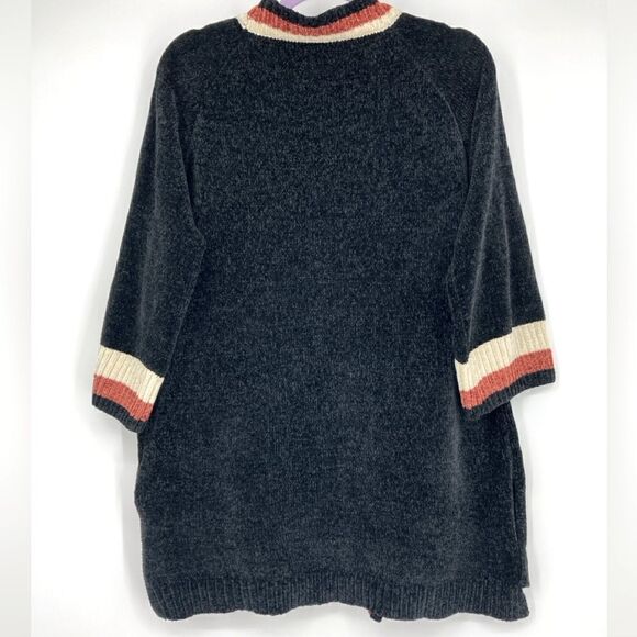 Janice Apparel Black Velour Open Front Cardigan One Size - Picture 6 of 10